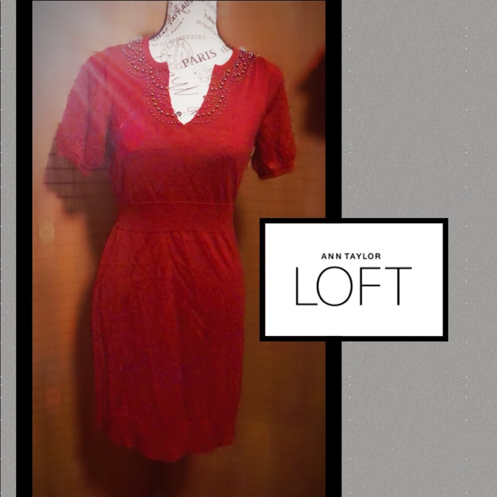 🔥ANN TAYLOR LOFT BURGUNDY DRESS